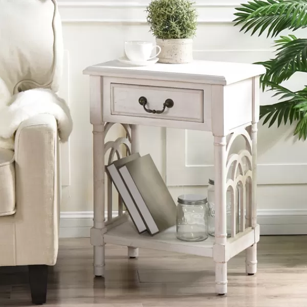 Accent & End Tables-Kirkland's Home 1-Drawer Cathedral Sides Accent Table White