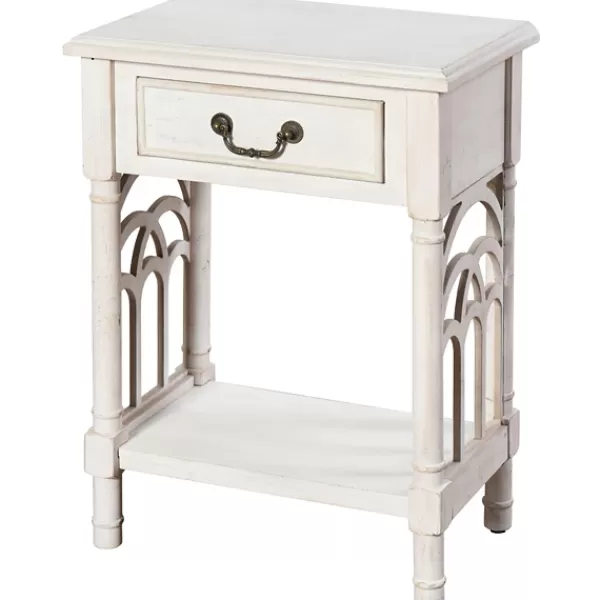 Accent & End Tables-Kirkland's Home 1-Drawer Cathedral Sides Accent Table White