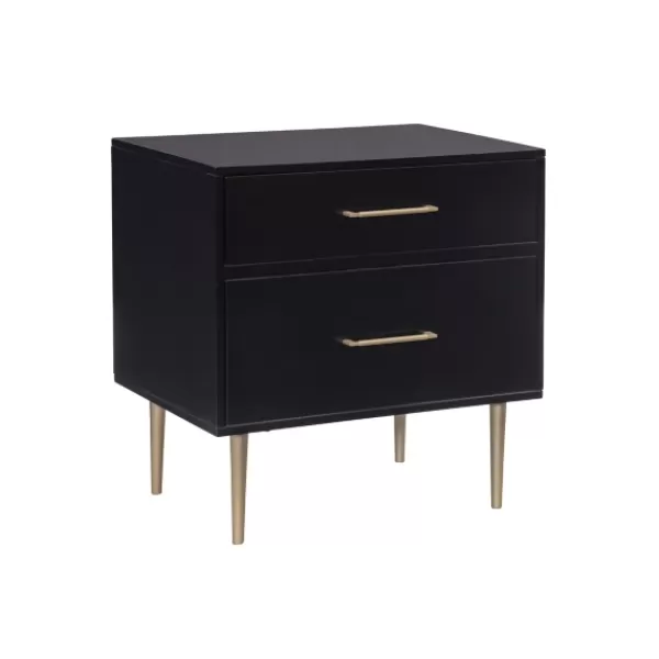 Nightstands-Kirkland's Home 2-Drawer Nightstand With Gold Hardware Black