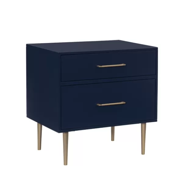 Nightstands-Kirkland's Home 2-Drawer Nightstand With Gold Hardware Blue