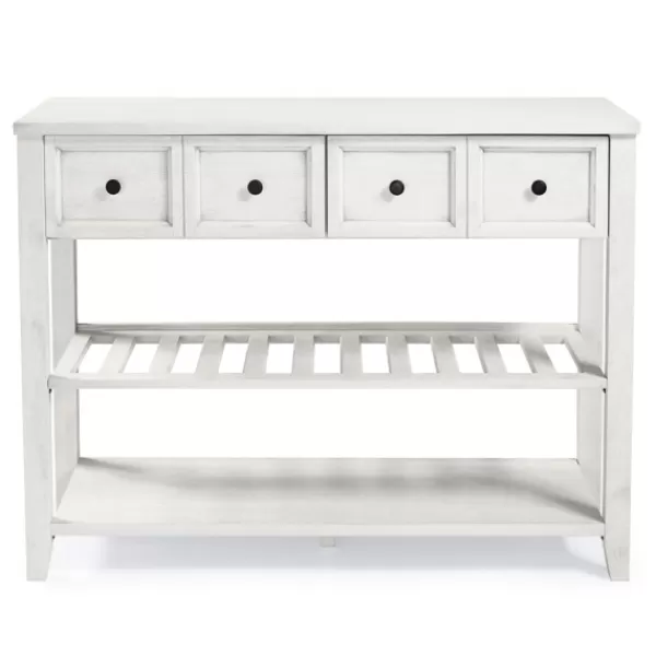 Console Tables-Kirkland's Home 2-Drawer Solid Wood Console Table White