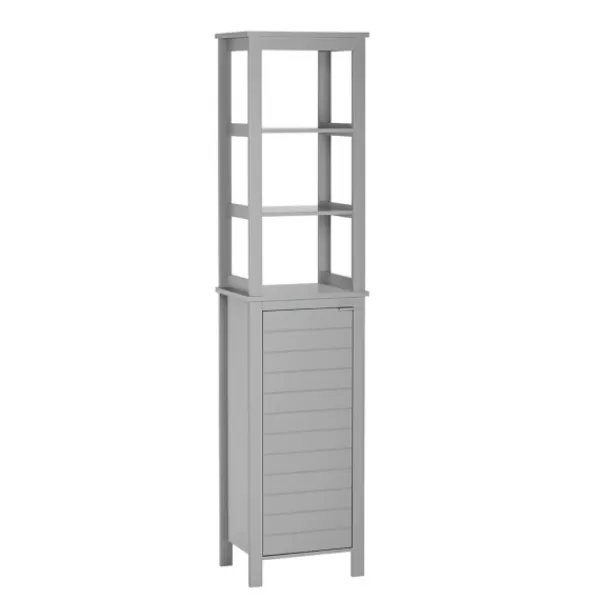 Bathroom Furniture-Kirkland's Home 3-Tier Linen Cabinet Gray