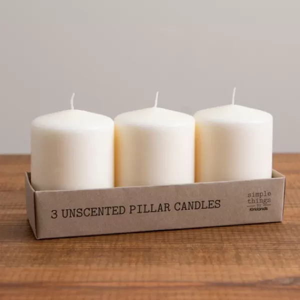 Candles-Kirkland's Home 4 In. Pillar Candles, Set Of 3 Ivory