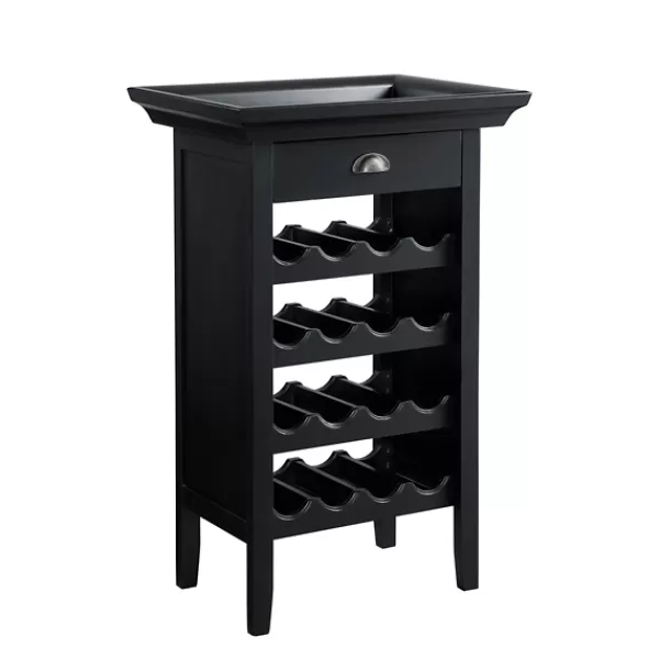 Cabinets & Sideboards-Kirkland's Home 4-Tier Wood Wine Rack Black