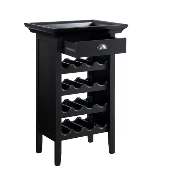 Cabinets & Sideboards-Kirkland's Home 4-Tier Wood Wine Rack Black