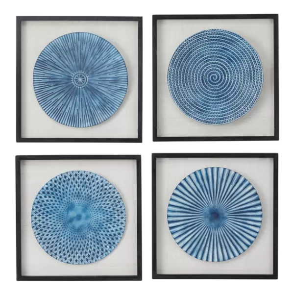 Wall Plaques-Kirkland's Home Abstract Coastal 4-Pc. Framed Print Set Blue