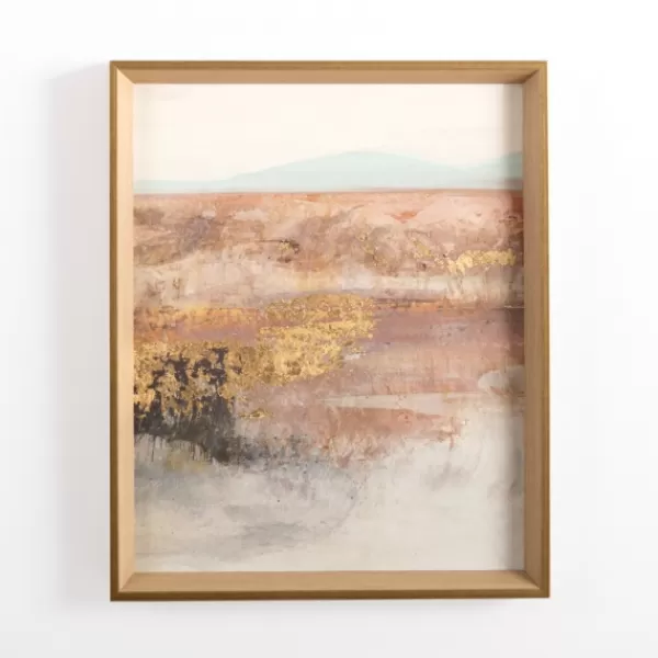 Framed Art-Kirkland's Home Abstract Desert With Gold Foil Framed Art Print Brown/Tan/Gold