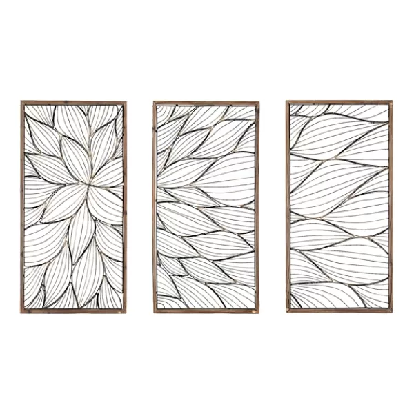 Wall Plaques-Kirkland's Home Abstract Floral Panel Plaques, Set Of 3 Brown