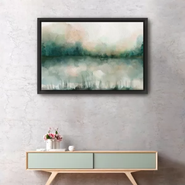 Framed Art-Kirkland's Home Abstract Foggy Marsh Framed Wall Art Tan/Gray/Green