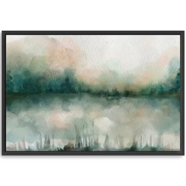 Framed Art-Kirkland's Home Abstract Foggy Marsh Framed Wall Art Tan/Gray/Green