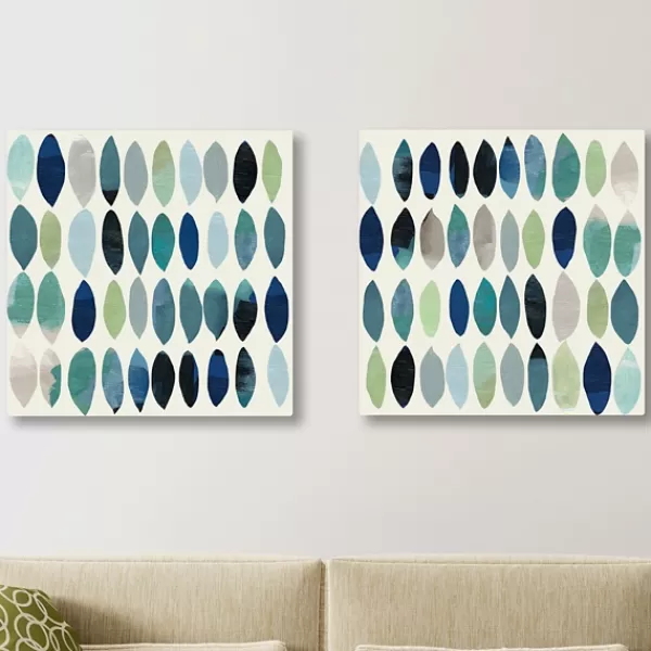 Canvas Art-Kirkland's Home Abstract Leaf Giclee Canvas Art Prints, Set Of 2 Blue/Green