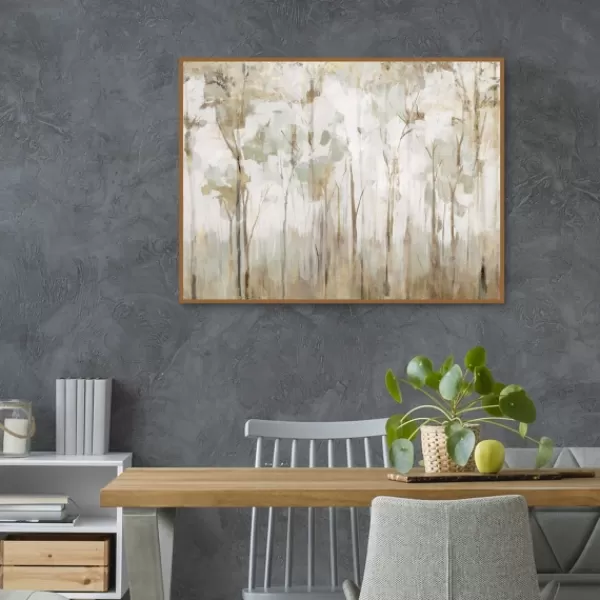 Canvas Art-Kirkland's Home Abstract Woodland Forest Framed Canvas Art Print Gray/White