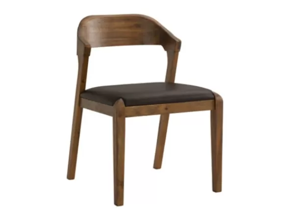 Dining Chairs-Kirkland's Home Acacia Wood And Faux Leather Dining Chair Black