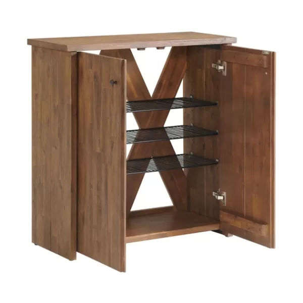 Entryway Furniture-Kirkland's Home Acacia Wood X Back Storage Shoe Cubbie Black/Brown