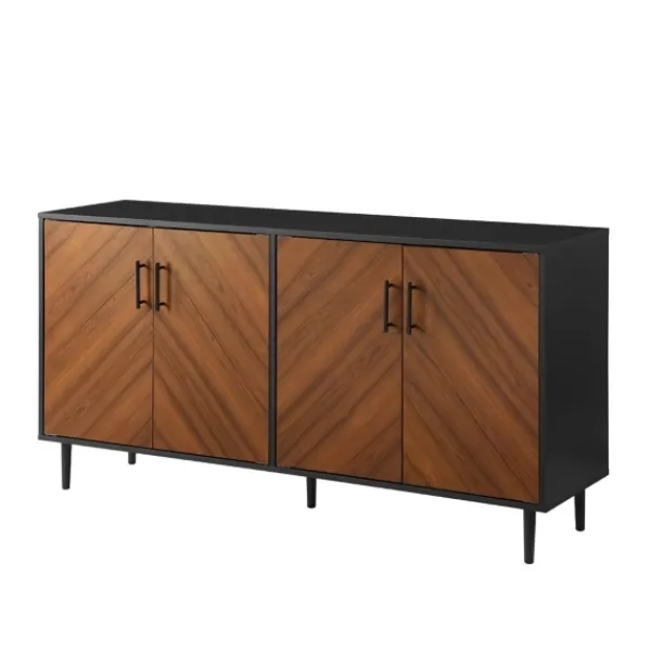 Tv Stands & Media Consoles-Kirkland's Home Acorn And Black Chevron Door Tv Stand Brown