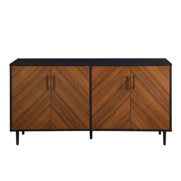 Tv Stands & Media Consoles-Kirkland's Home Acorn And Black Chevron Door Tv Stand Brown