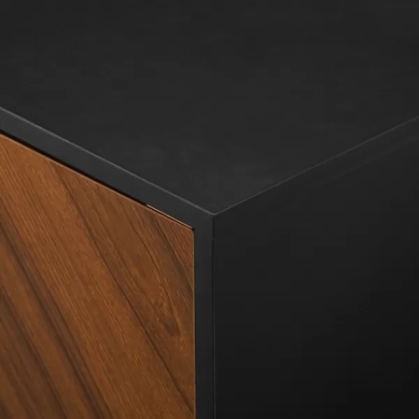 Tv Stands & Media Consoles-Kirkland's Home Acorn And Black Chevron Door Tv Stand Brown