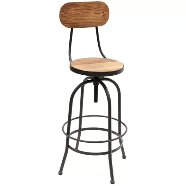 Bar Stools & Counter Height Stools-Kirkland's Home Adjustable Wood And Metal Industrial Bar Stool Brown