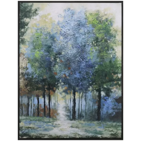 Framed Art-Kirkland's Home Afternoon Light Forest Framed Art Print Blue/Green/White/Black