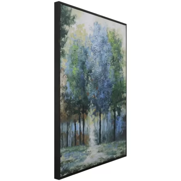 Framed Art-Kirkland's Home Afternoon Light Forest Framed Art Print Blue/Green/White/Black