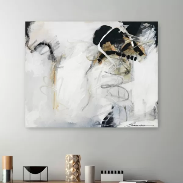 Canvas Art-Kirkland's Home Against All Odds Abstract Canvas Art Print White/Black/Gold