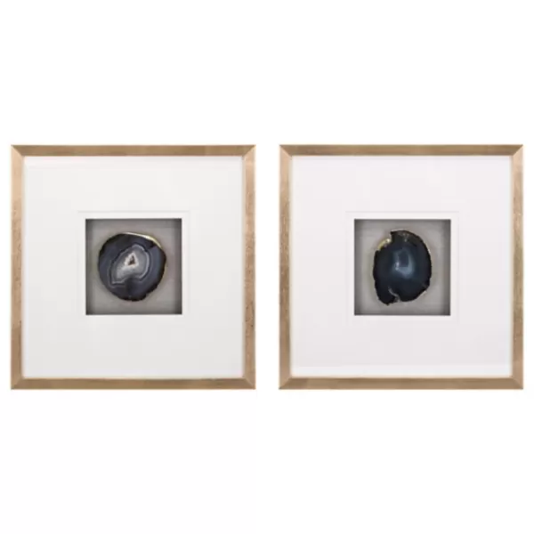 Wall Plaques-Kirkland's Home Agate Shadowbox Framed Wall Plaques, Set Of 2 Blue