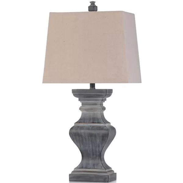 Table Lamps-Kirkland's Home Aged Black Candlestick Base Table Lamp, 33 In. White