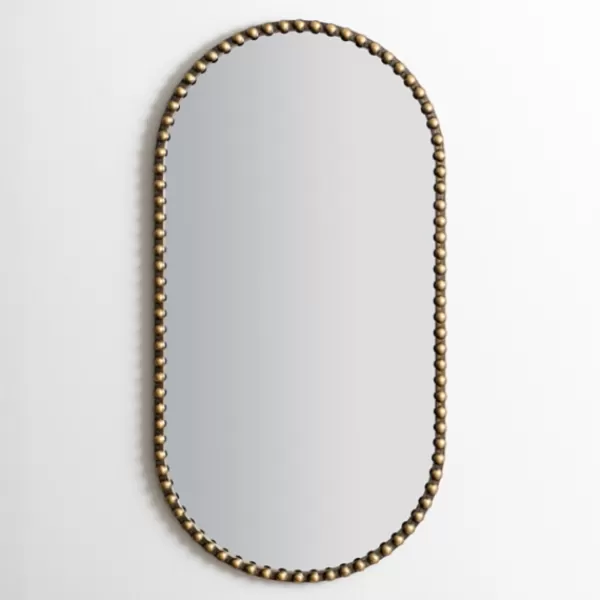 Decorative Mirrors-Kirkland's Home Aged Gold Beaded Frame Metal Wall Mirror