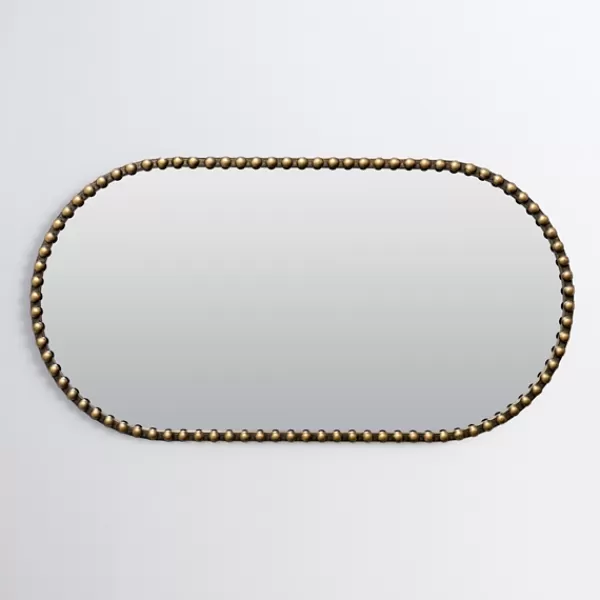 Decorative Mirrors-Kirkland's Home Aged Gold Beaded Frame Metal Wall Mirror