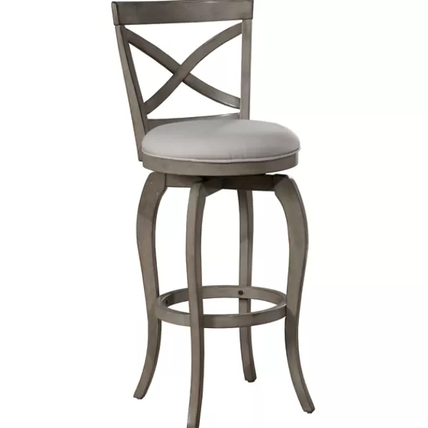 Bar Stools & Counter Height Stools-Kirkland's Home Aged X Back Counter Swivel Stool Gray