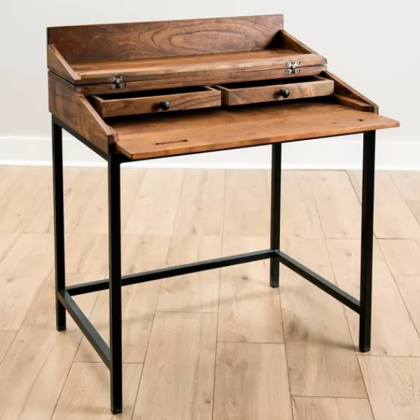 Office Furniture-Kirkland's Home Aiden Acacia Wood Writing Desk