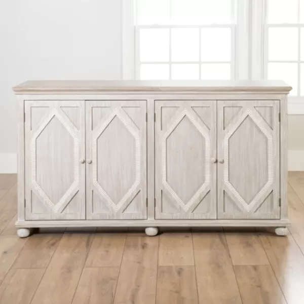 Cabinets & Sideboards-Kirkland's Home Alana Washed 4-Door Cabinet White