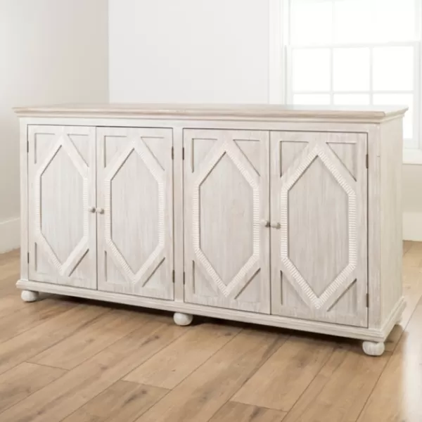 Cabinets & Sideboards-Kirkland's Home Alana Washed 4-Door Cabinet White