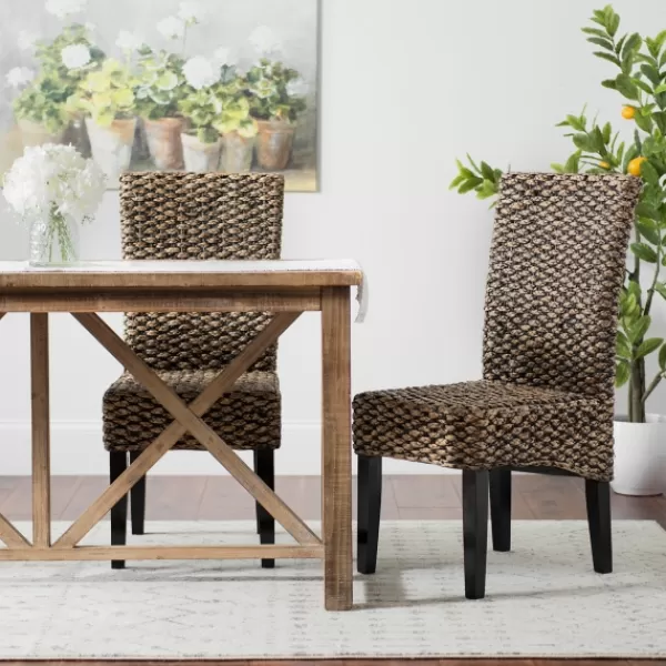 Dining Chairs-Kirkland's Home Alana Water Hyacinth Parson Chairs, Set Of 2 Brown