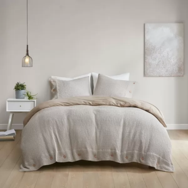 Duvets-Kirkland's Home Alaya 4-Pc. Full/Queen Waffle Duvet Set Tan