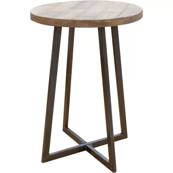 Accent & End Tables-Kirkland's Home Allie Natural Wood And Metal Accent Table Brown/Black