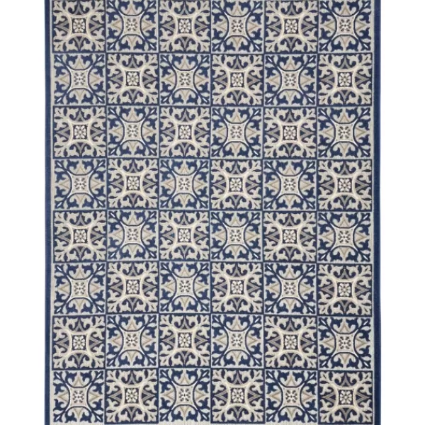 Outdoor Rugs-Kirkland's Home Aloha Blue Geometric Indoor/Outdoor Area Rug, 6X9 Blue/Gray