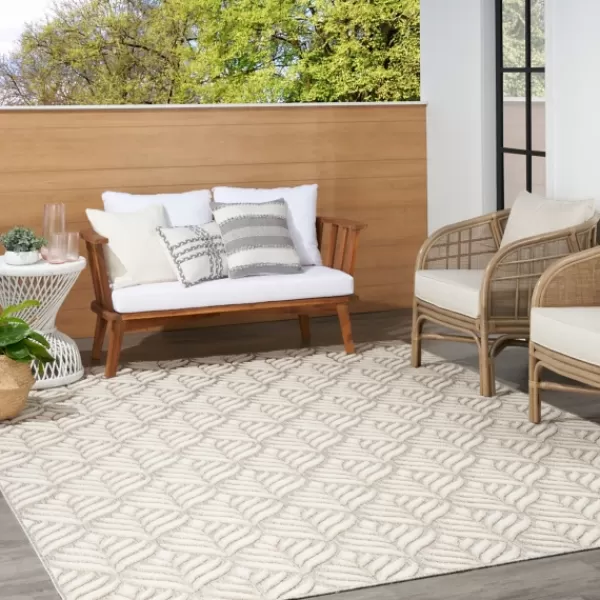 Outdoor Rugs-Kirkland's Home Aloha Ivory Botanical Indoor/Outdoor Area Rug, 3X5 Ivory/Gray