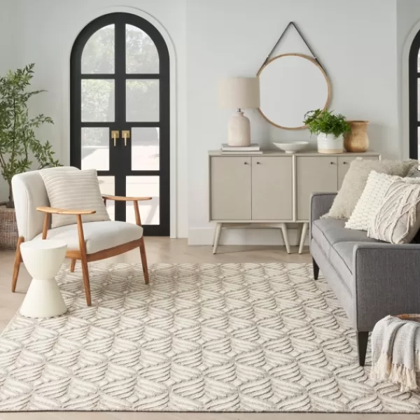 Outdoor Rugs-Kirkland's Home Aloha Ivory Botanical Indoor/Outdoor Area Rug, 3X5 Ivory/Gray