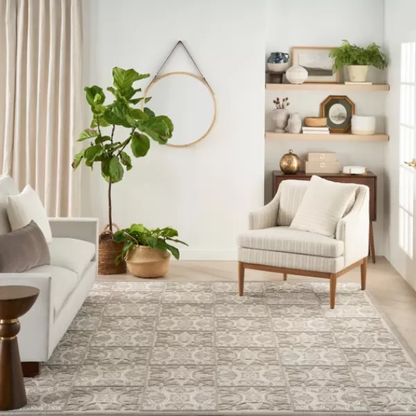 Outdoor Rugs-Kirkland's Home Aloha Ivory Geometric Indoor/Outdoor Area Rug, 5X7 Ivory/Gray