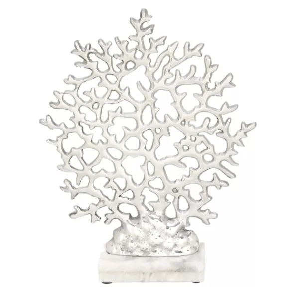 Statues & Figurines-Kirkland's Home Aluminum And Marble Coral Statuary Silver