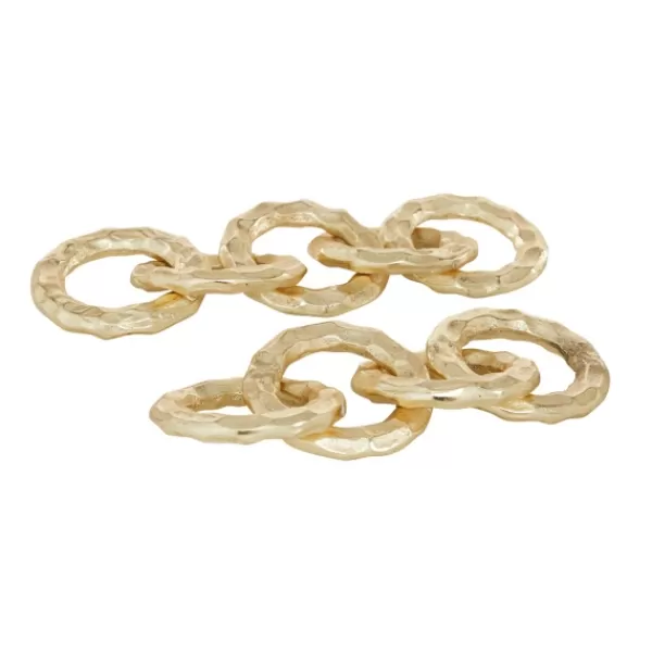 Statues & Figurines-Kirkland's Home Aluminum Chain Link Sculptures, Set Of 2 Gold