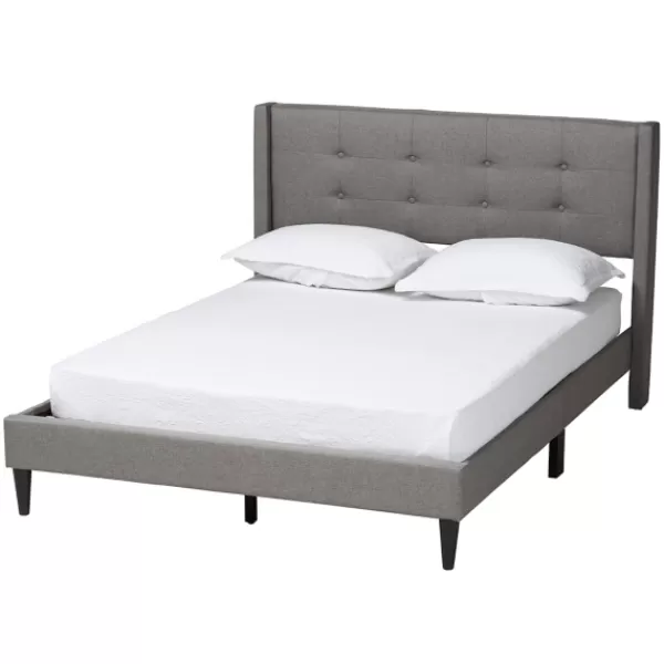 Beds & Headboards-Kirkland's Home Amala Button Tufted Queen Bed Frame Gray