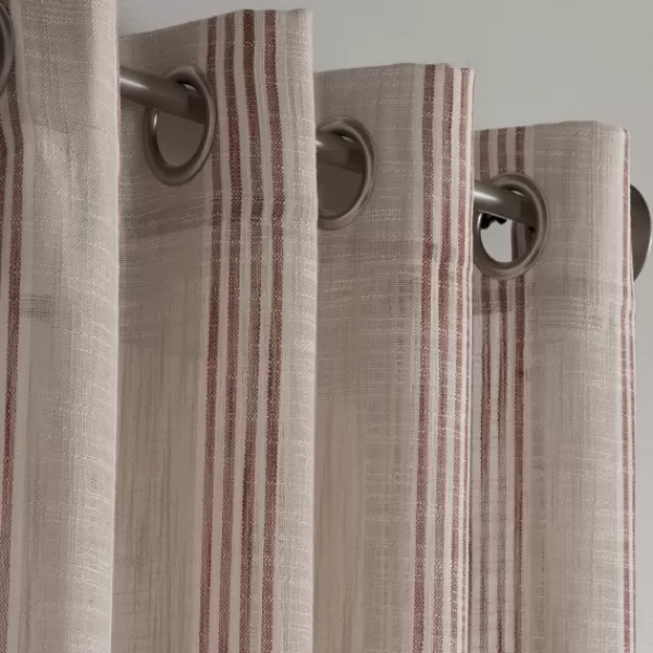 Curtains & Drapes-Kirkland's Home Amber Stripe Single Curtain Panel, 84 In. Tan/Red