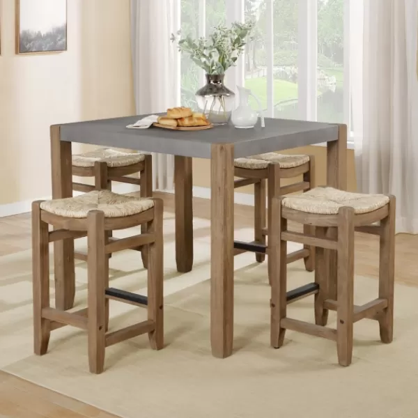 Dining Tables-Kirkland's Home Amber Wood And Faux Concrete Dining Table Brown/Gray