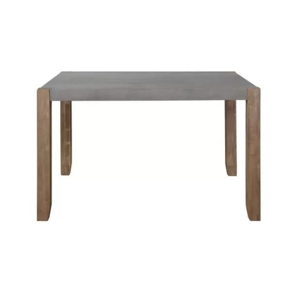 Dining Tables-Kirkland's Home Amber Wood Faux Concrete Top Dining Table Brown