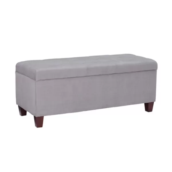 Entryway Furniture-Kirkland's Home Amelia Tufted Shoe Storage Ottoman Bench Gray