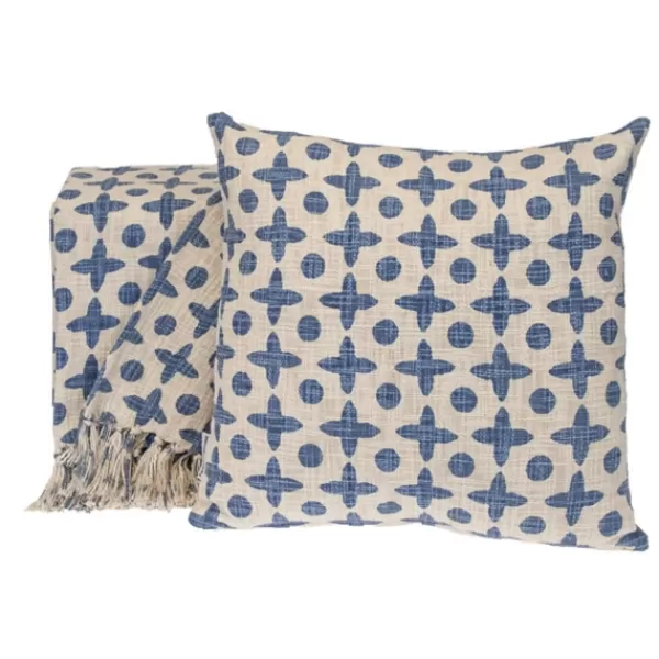 Blankets & Throws-Kirkland's Home And Beige Patterned Fringe Throw Blue