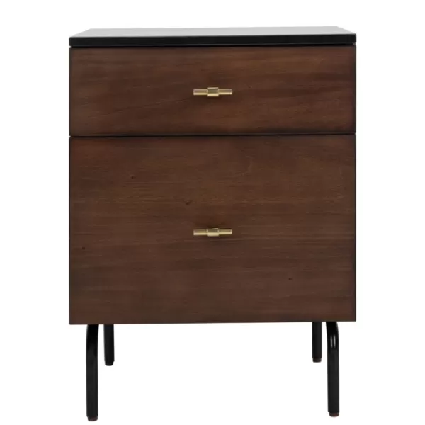 Nightstands-Kirkland's Home And Black 2-Drawer Nightstand Brown