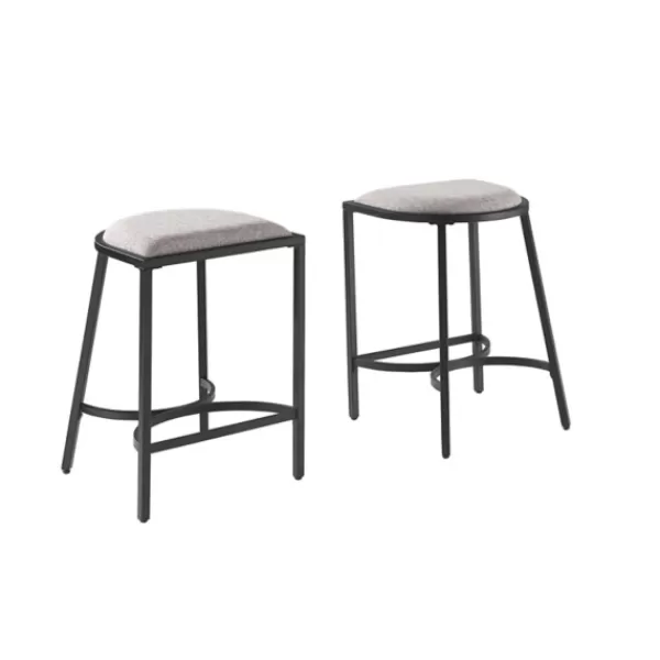 Bar Stools & Counter Height Stools-Kirkland's Home And Black Metal Counter Stools, Set Of 2 Gray